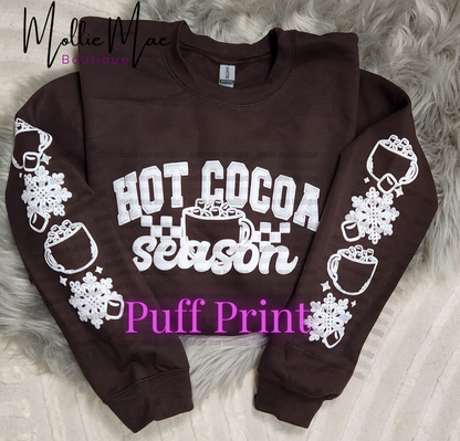 Hot Cocoa Season Puff Print Sweatshirt