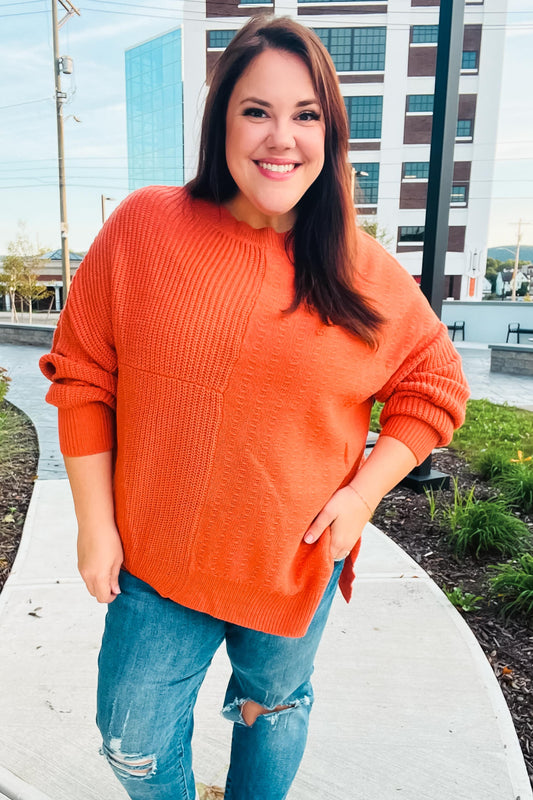 Haptics Pumpkin Asymmetrical Knit Sweater