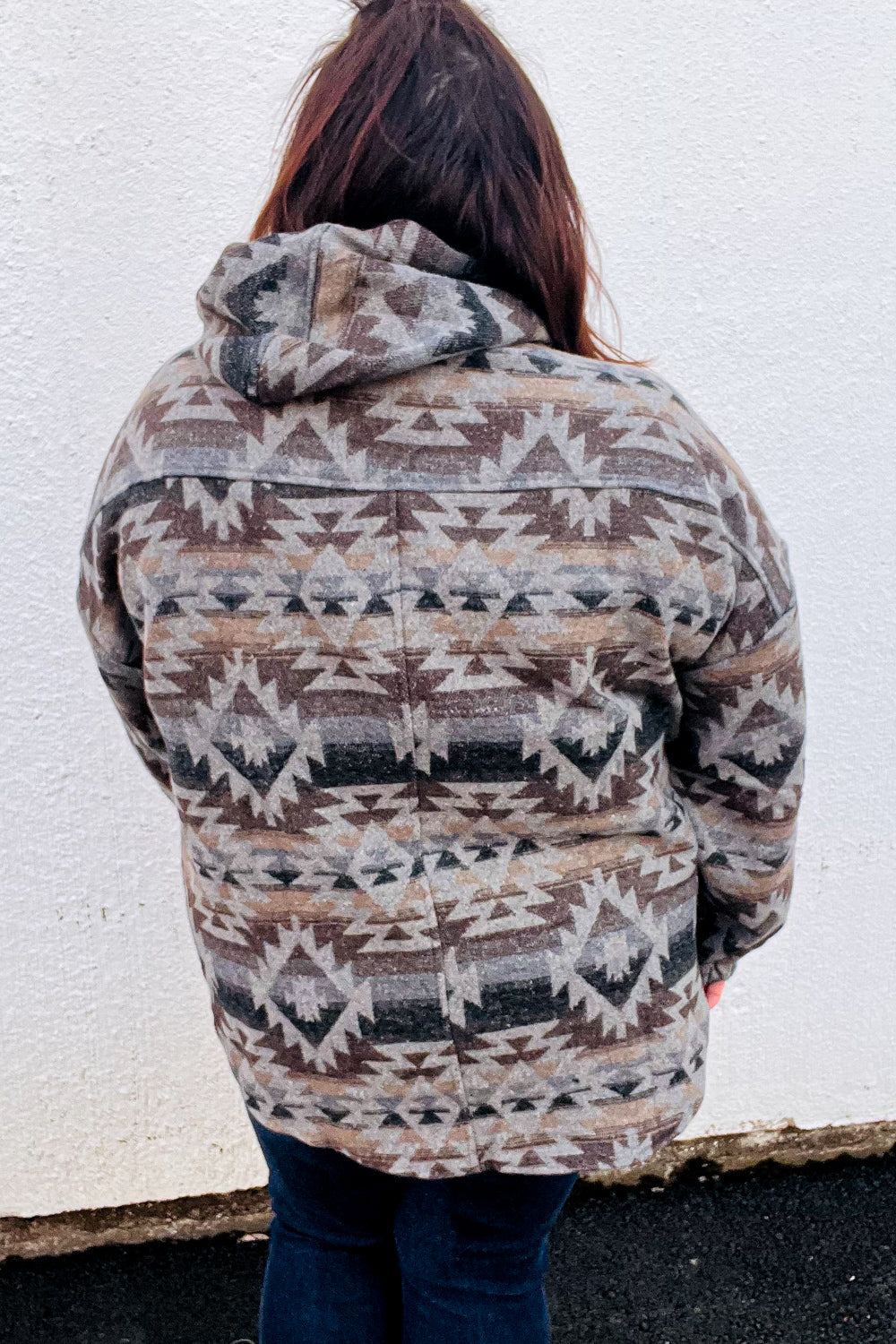 Haptics Grey Aztec Half Zip High Neck Hoodie