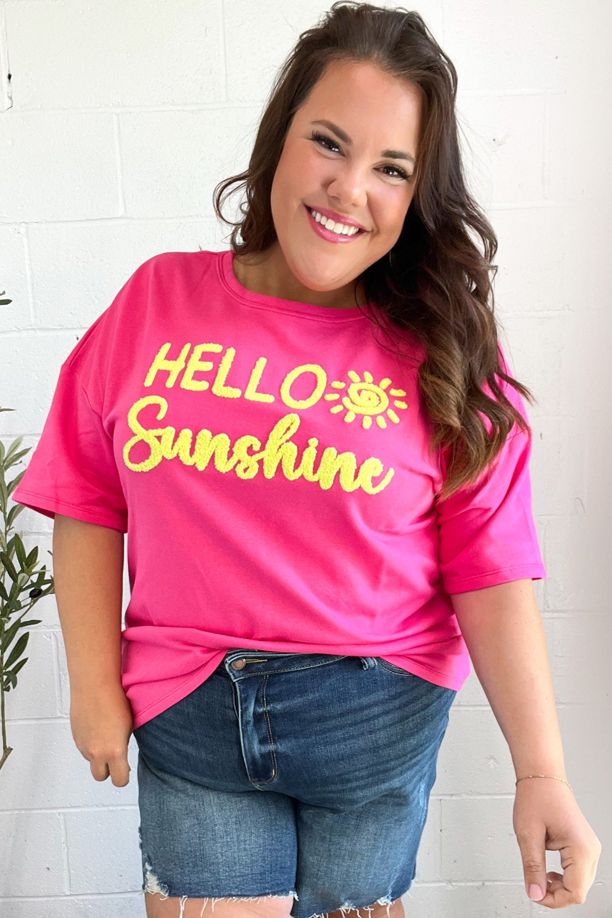 Haptics "Hello Sunshine" Embroidered French Terry Top