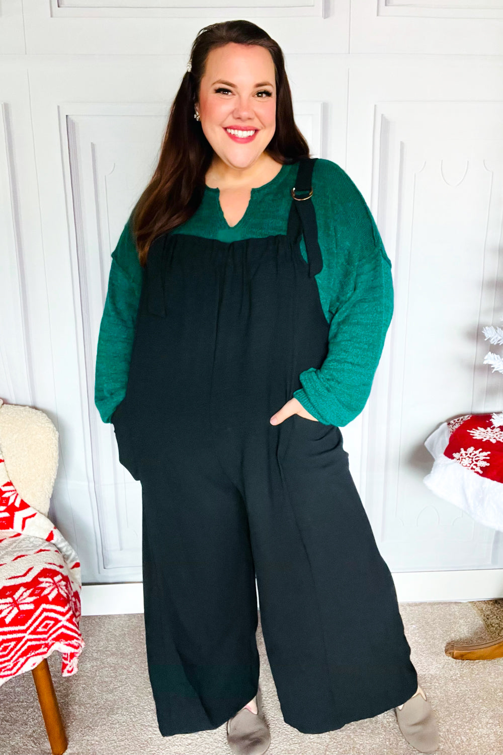 Black Wide Leg Adjustable Baggy Bib Jumpsuit