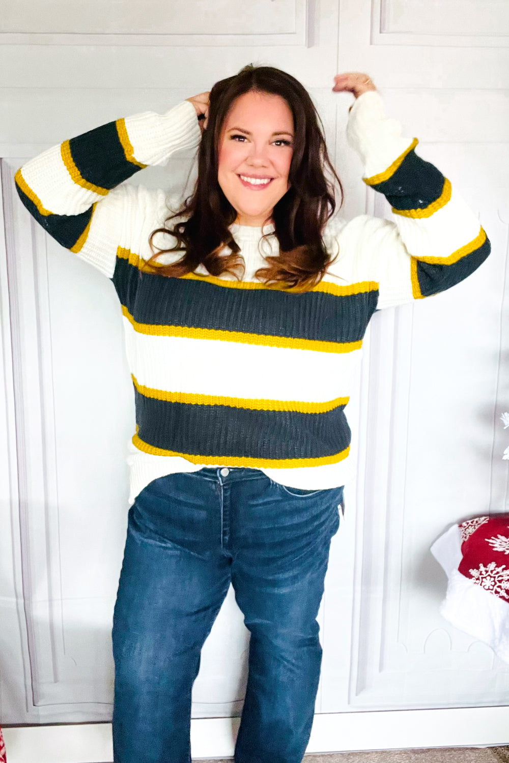 Yellow & Ivory Stripe Oversize Knit Sweater