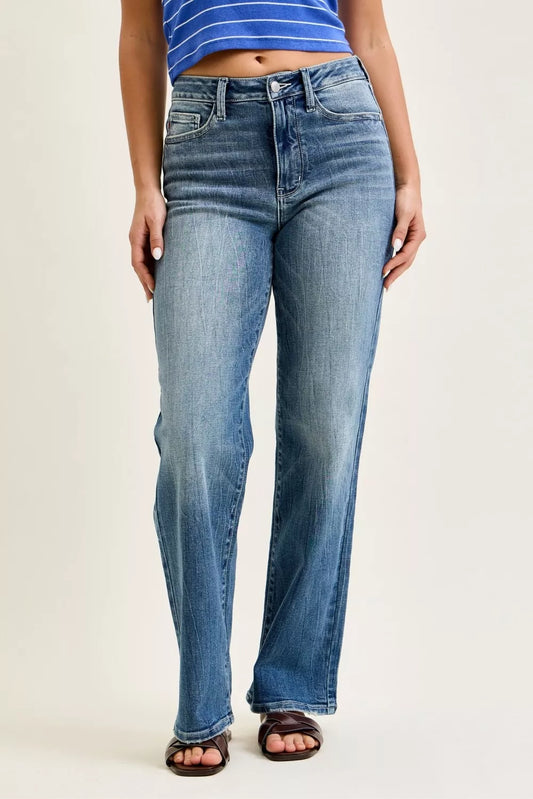 Judy Blue Mid Rise 90s Straight Jeans boutique apparel from Mollie Mae Boutique
