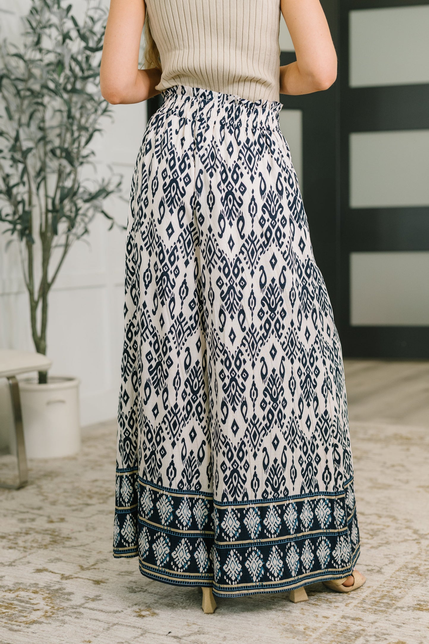 multiple colors Just So Boho High-Waist Wide-Leg Pants with a high elastic waist, wide legs, lining, and functional pockets, boutique fashion