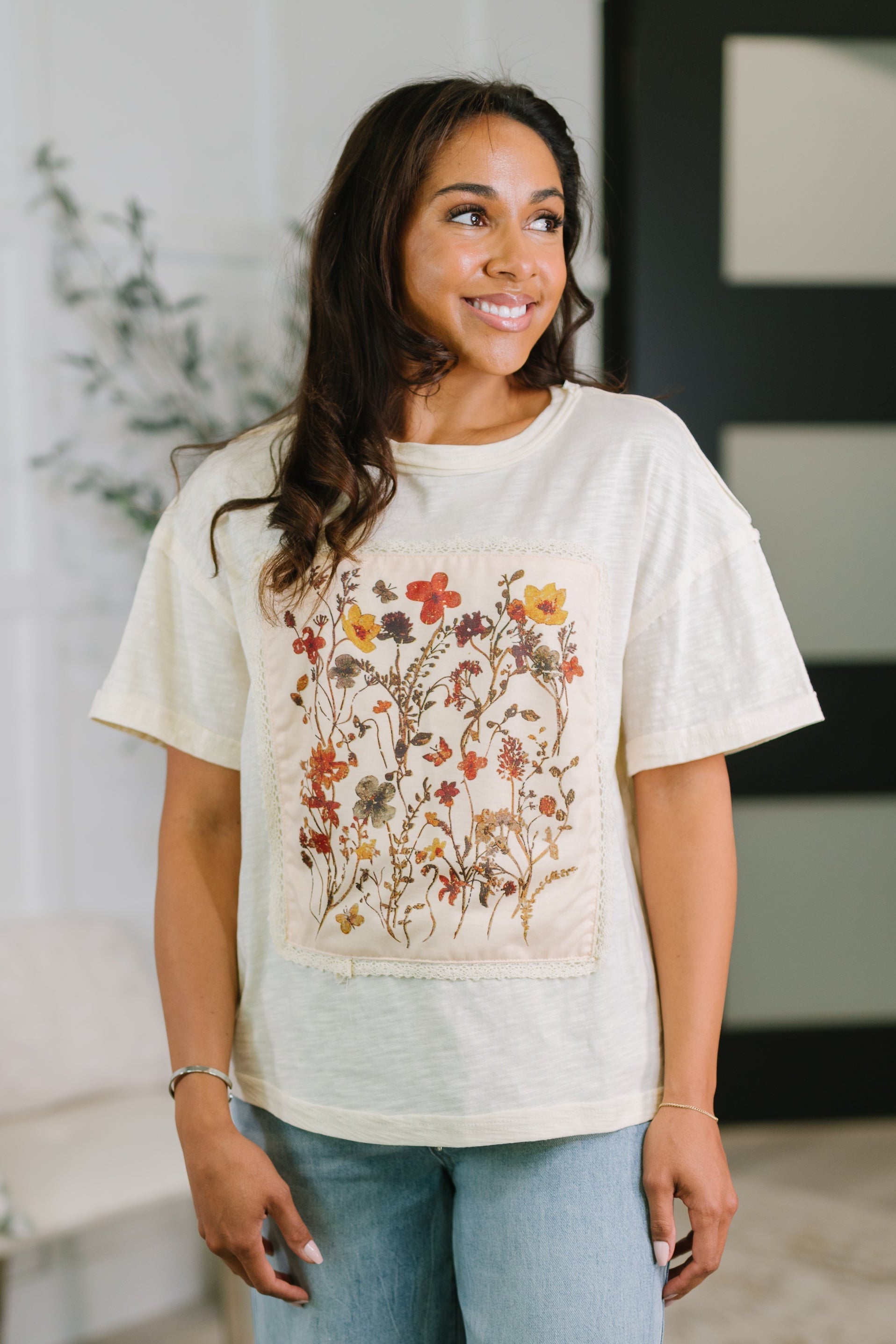 Knee Deep in Flowers We Applique Top boutique top from Mollie Mae Boutique