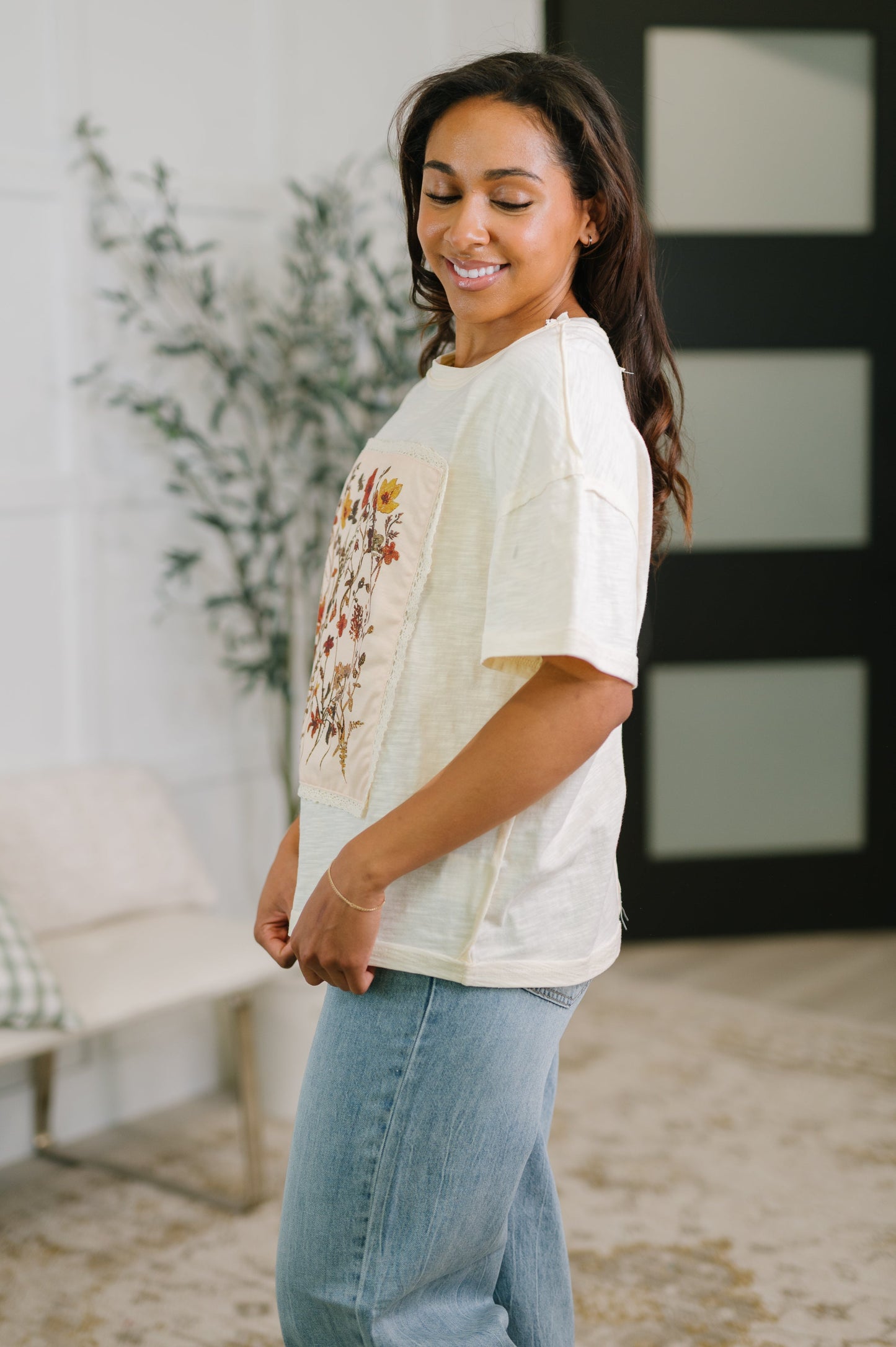 Knee Deep in Flowers We Applique Top boutique top from Mollie Mae Boutique