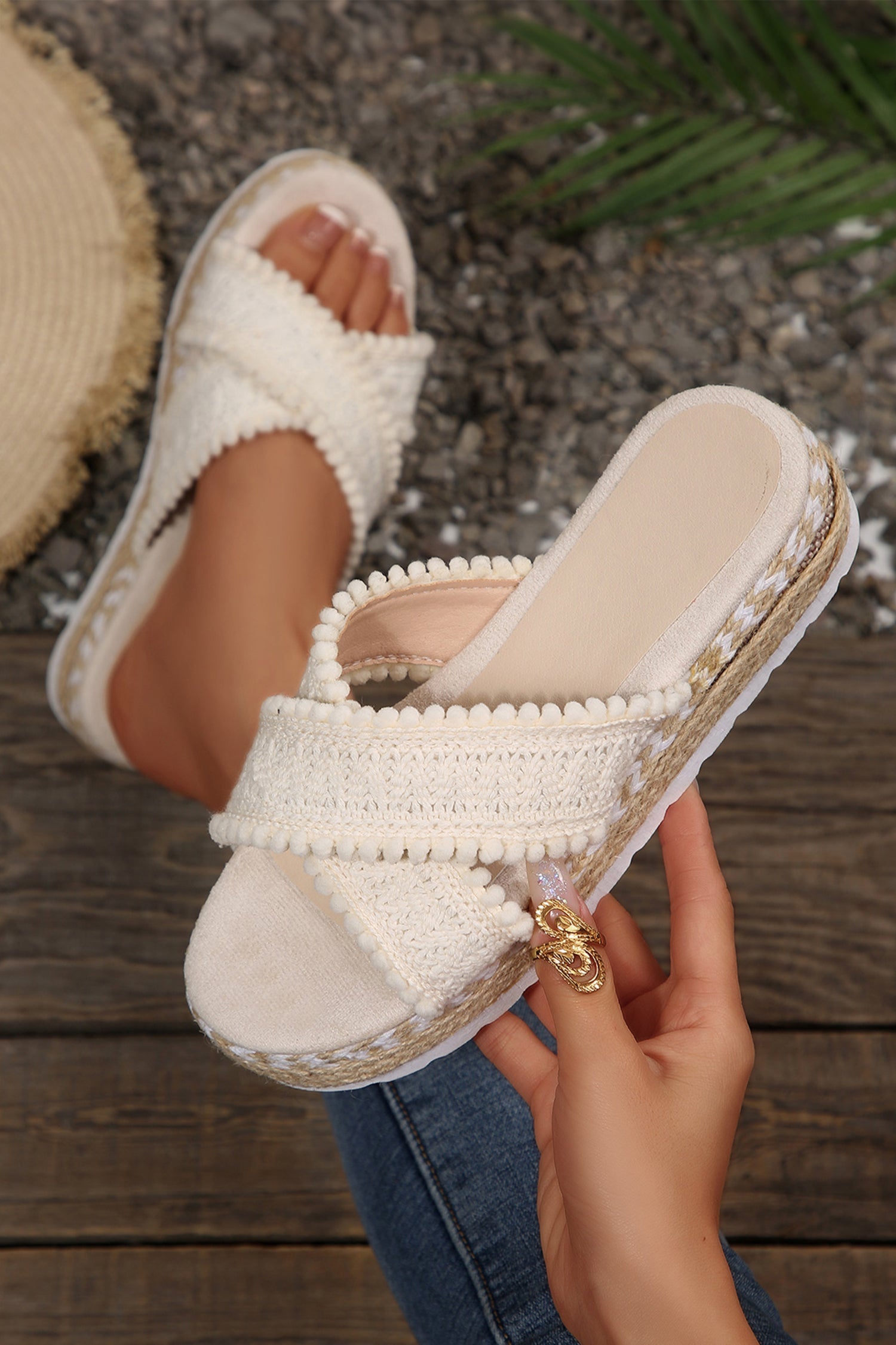 Lana Knit Platform Slide Slippers boutique fashion by Mollie Mae Boutique