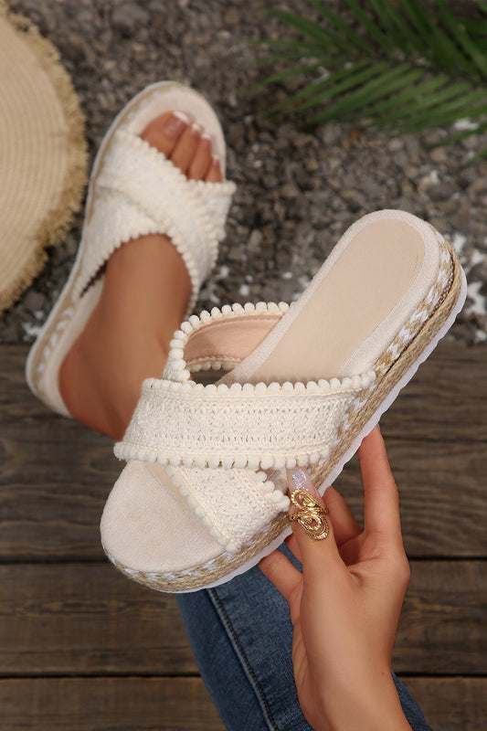 Lana Knit Platform Slide Slippers boutique fashion by Mollie Mae Boutique