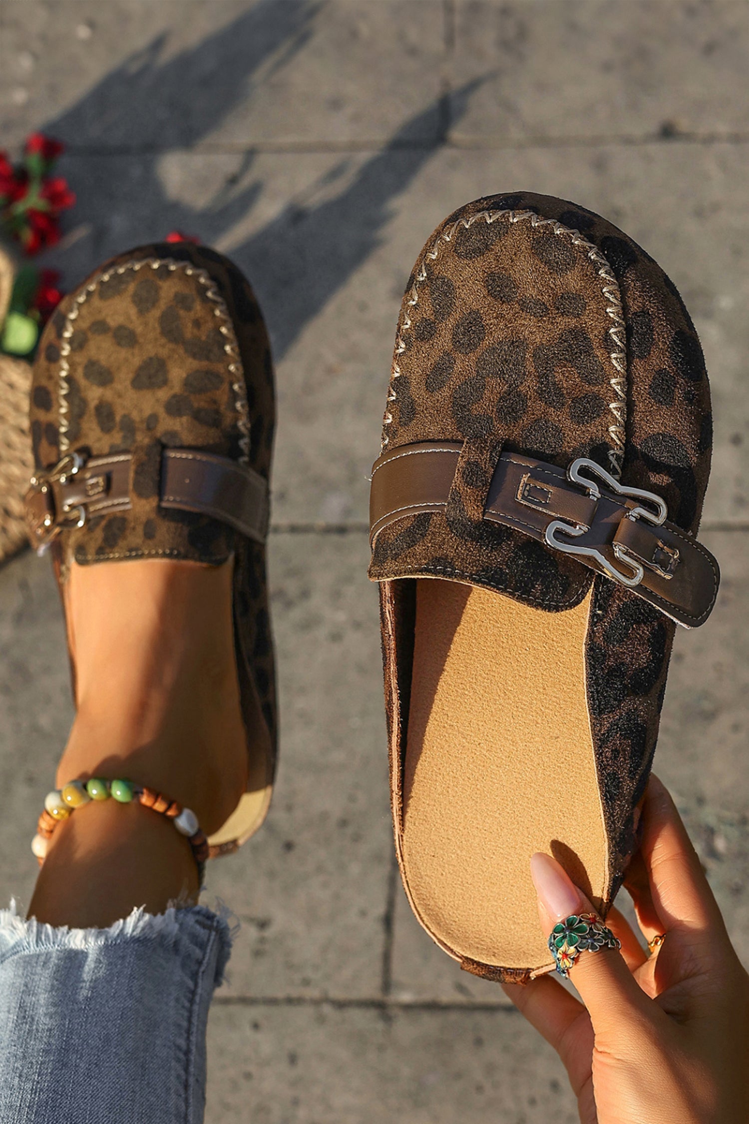 Lea Leather Strap Mule Slippers boutique fashion by Mollie Mae Boutique