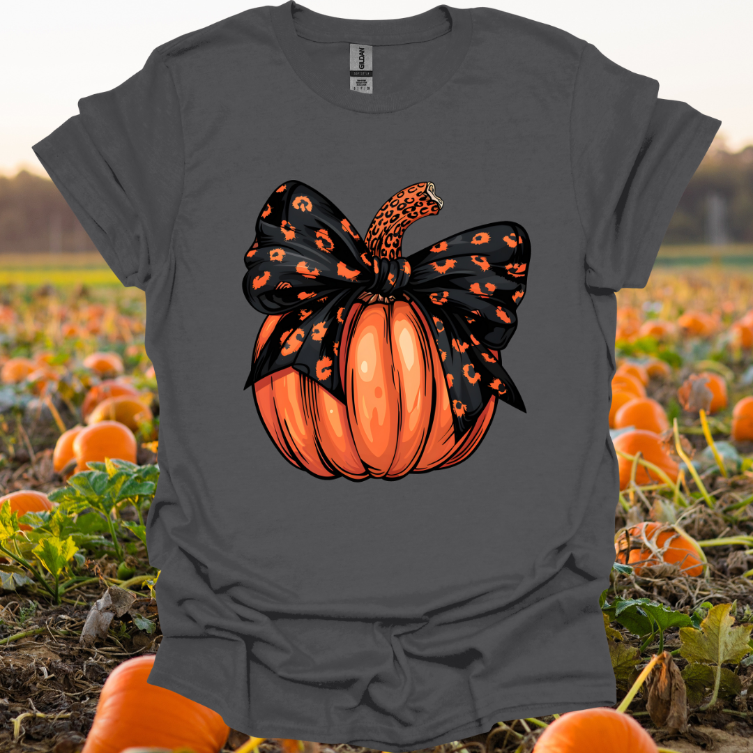 Pumpkin with Leopard Bow Graphic Tshirt