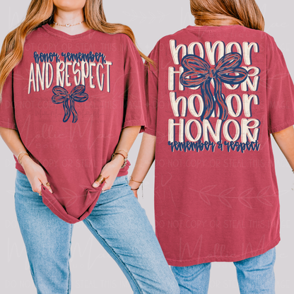 Honor Remember & Respect Patriotic Bow Graphic Tee