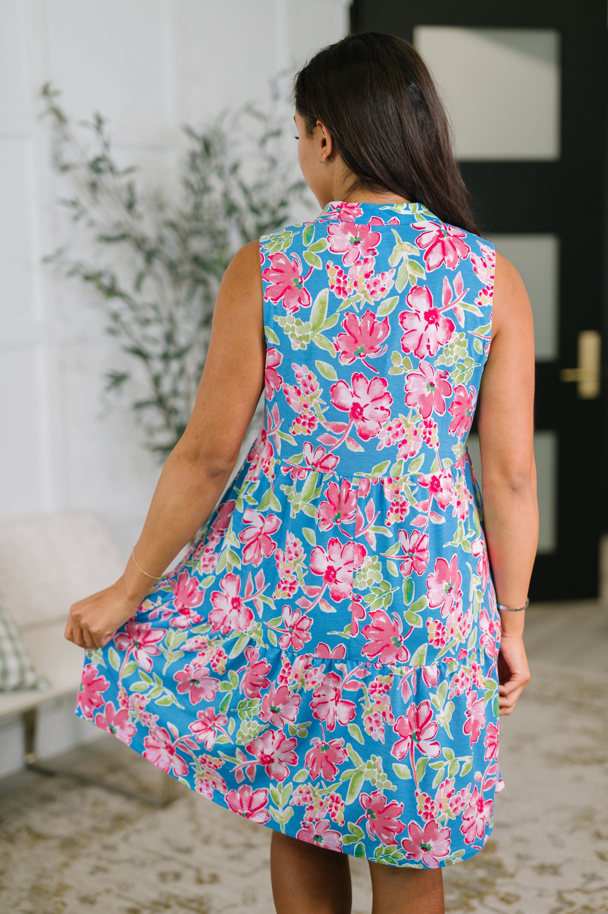 Lizzy Three Tier Tank Dress in Falling Floral boutique dress from Mollie Mae Boutique