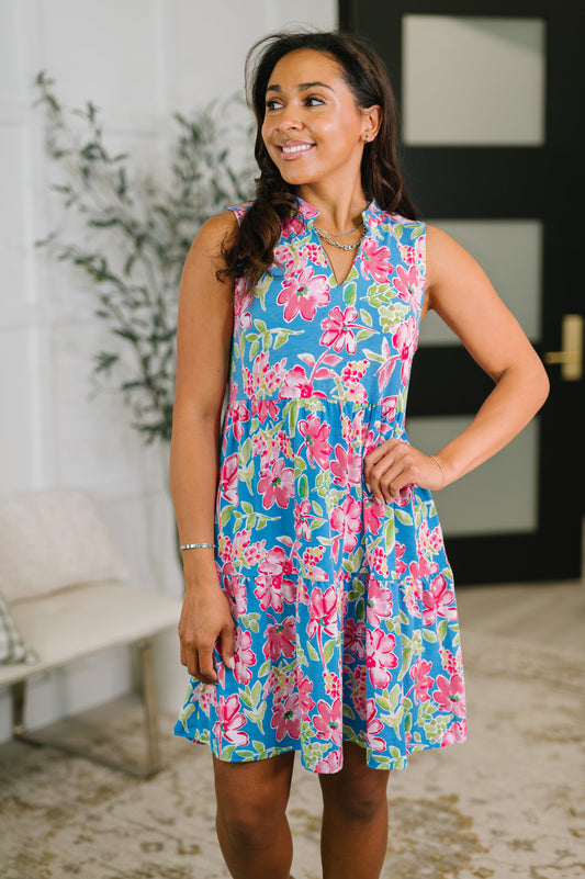 Lizzy Three Tier Tank Dress in Falling Floral boutique dress from Mollie Mae Boutique