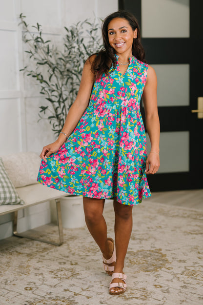 Lizzy Three Tier Tank Dress in Large Ditsy Floral boutique dress from Mollie Mae Boutique