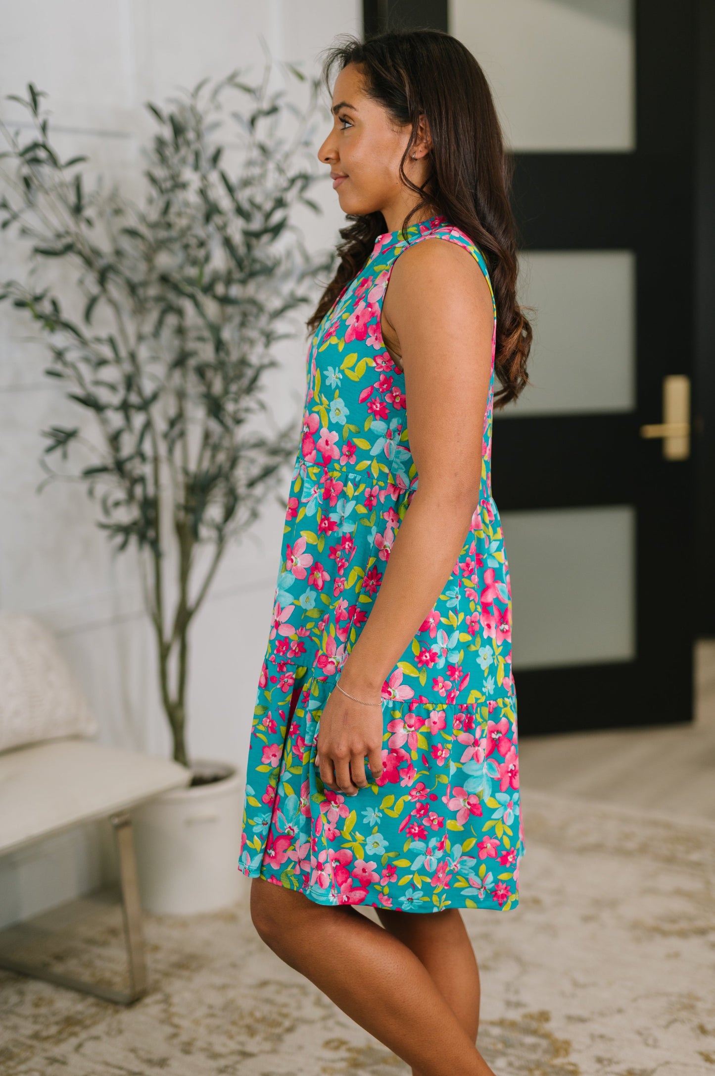 Lizzy Three Tier Tank Dress in Large Ditsy Floral boutique dress from Mollie Mae Boutique