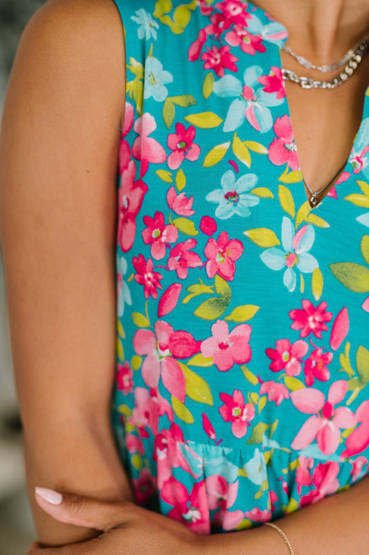 Lizzy Three Tier Tank Dress in Large Ditsy Floral boutique dress from Mollie Mae Boutique