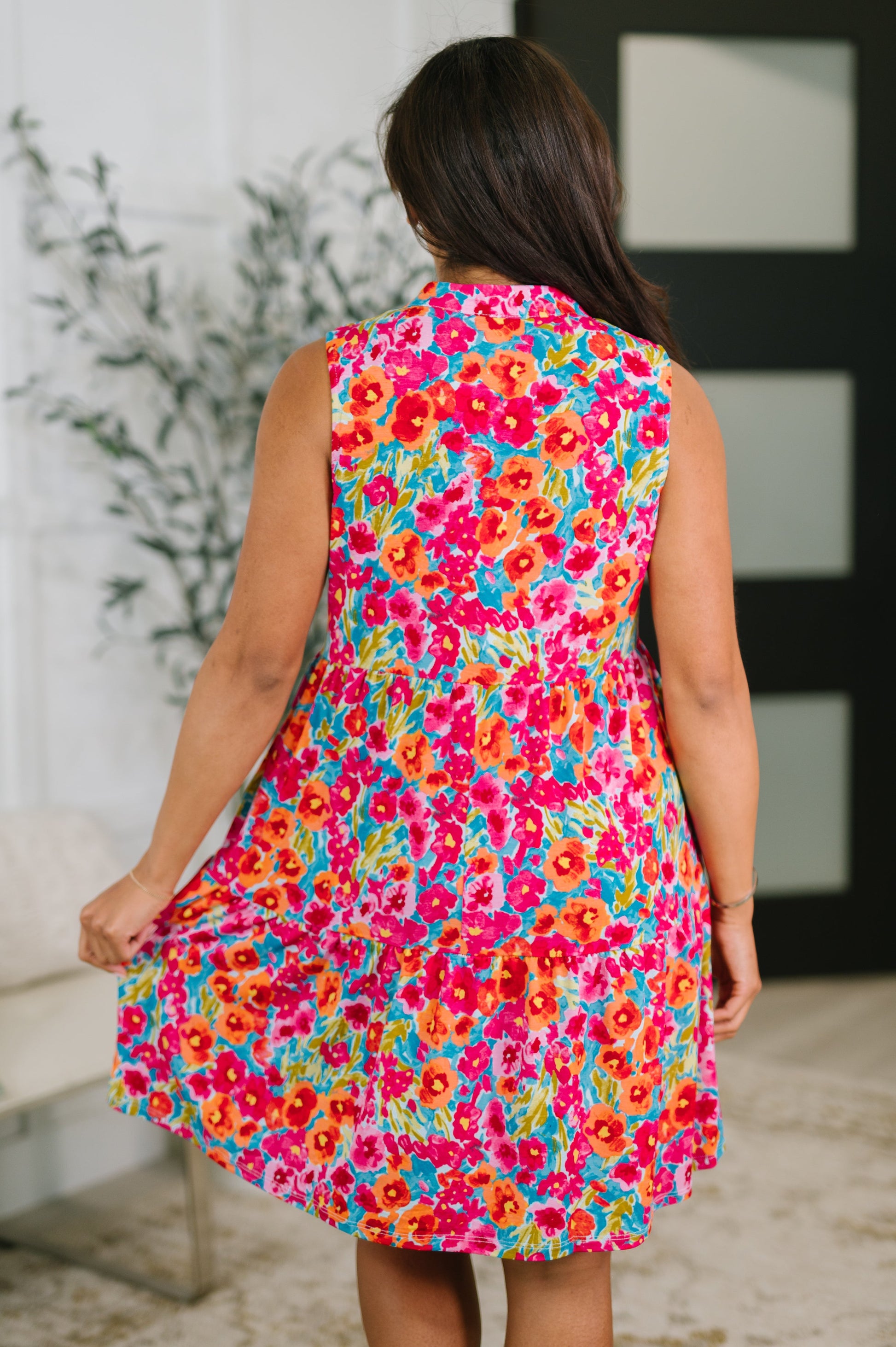 Lizzy Three Tier Tank Dress in Morning Glory boutique dress from Mollie Mae Boutique