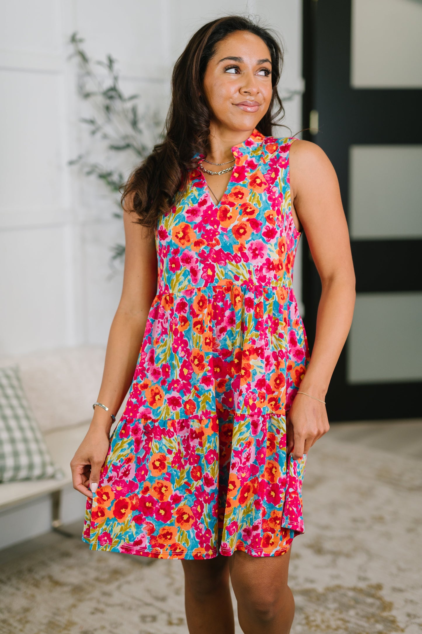Lizzy Three Tier Tank Dress in Morning Glory boutique dress from Mollie Mae Boutique