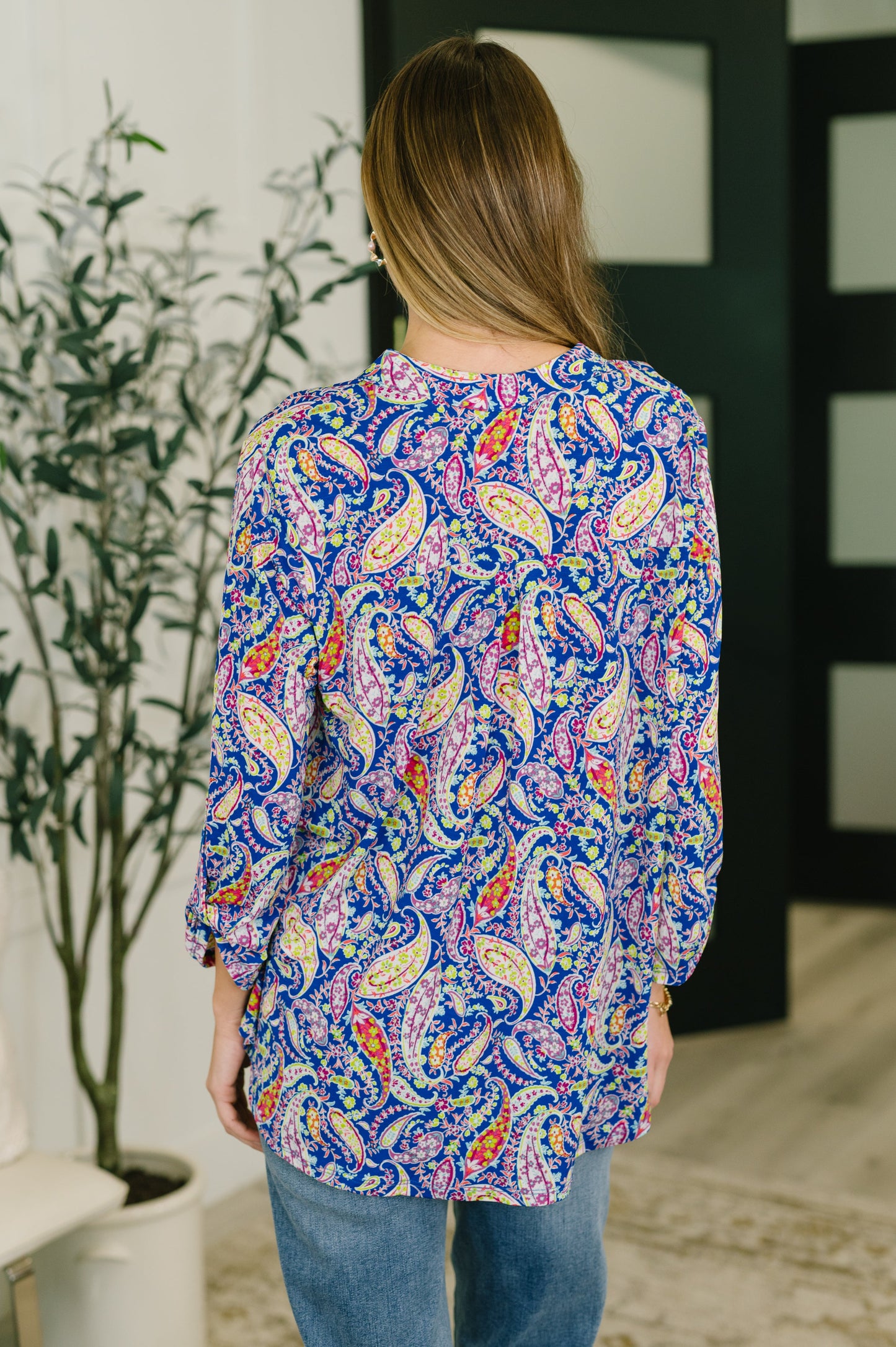 Lizzy Top in Royal Blue Paisley