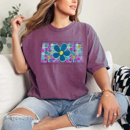 MOM Faux Embroidery Tshirt