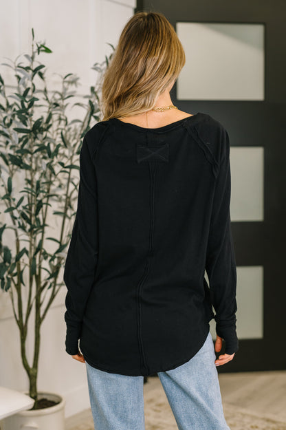 Nice to Each Other Raglan Sleeve Top in Black