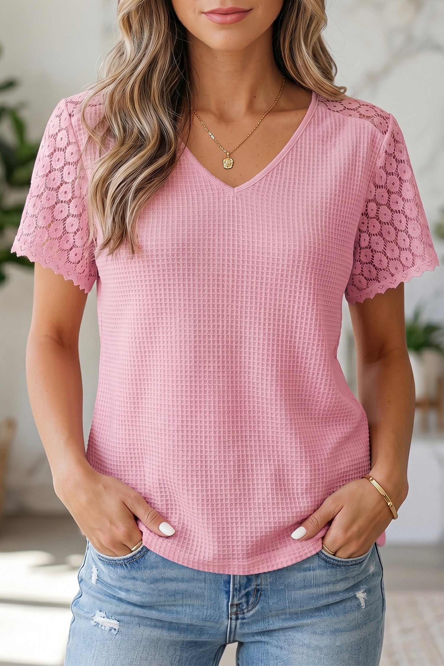 Nyomi Cutout Waffle Knit Blouse boutique fashion apparel with stylish details