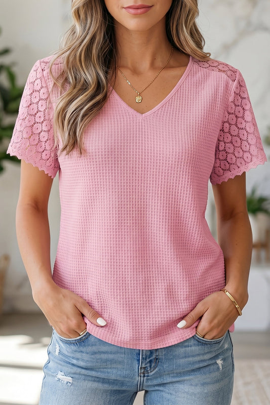 Nyomi Cutout Waffle Knit Blouse boutique fashion apparel with stylish details