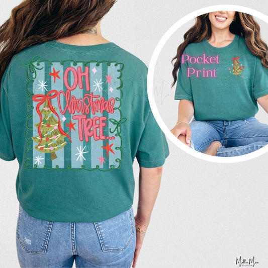 O Christmas Tree Graphic Tee with Pocket Print