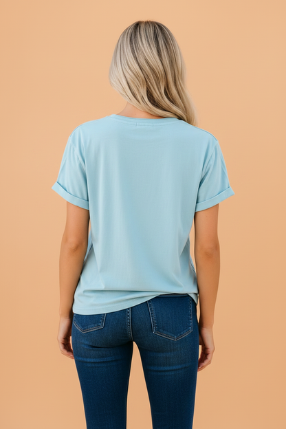 Solid Exposed Seam Short Sleeve T-Shirt