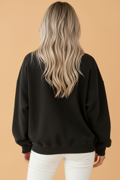 black mock neck oversized long sleeve boutique sweatshirt