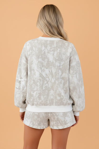 Woodland Camo Long Sleeve Top & Shorts Set