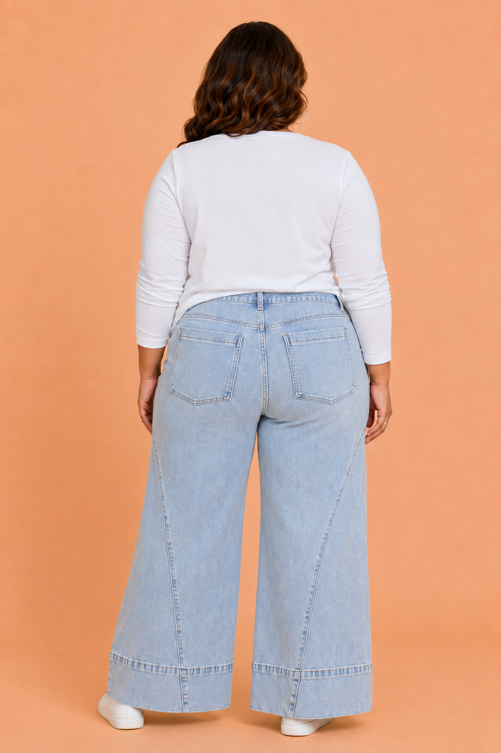 Beau Blue Plus Size Diagonal Seam High Waist Straight Leg Jeans with high-waist fit and straight-leg fit women's boutique fashion