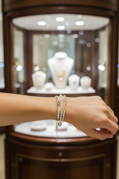 Poised & Polished Bracelet Set in White and Gold