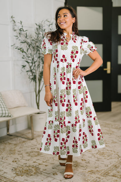 Quiet Life Notch Neck Tiered Dress in White boutique fashion by Mollie Mae Boutique