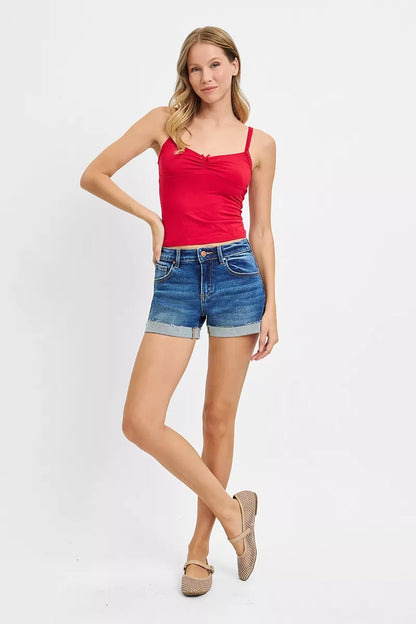 RISEN Low Rise Cuffed Shorts boutique apparel from Mollie Mae Boutique