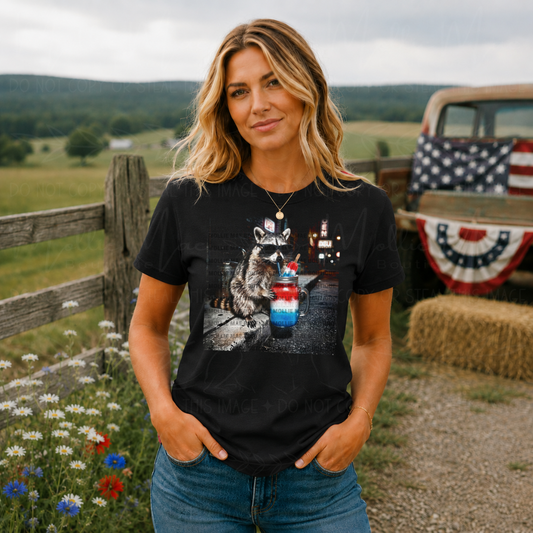 Red, White & Blue Raccoon Graphic Tee