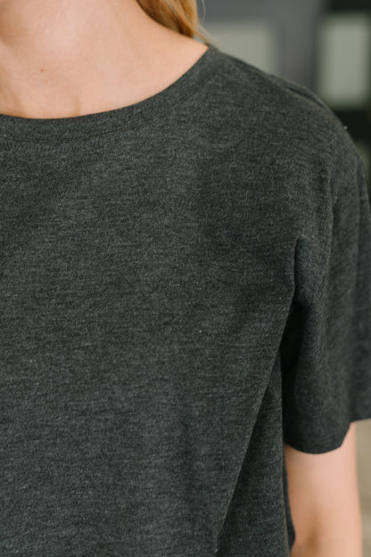 Rest Assured Basic Relaxed Tee in Charcoal - Mollie Mae Boutique