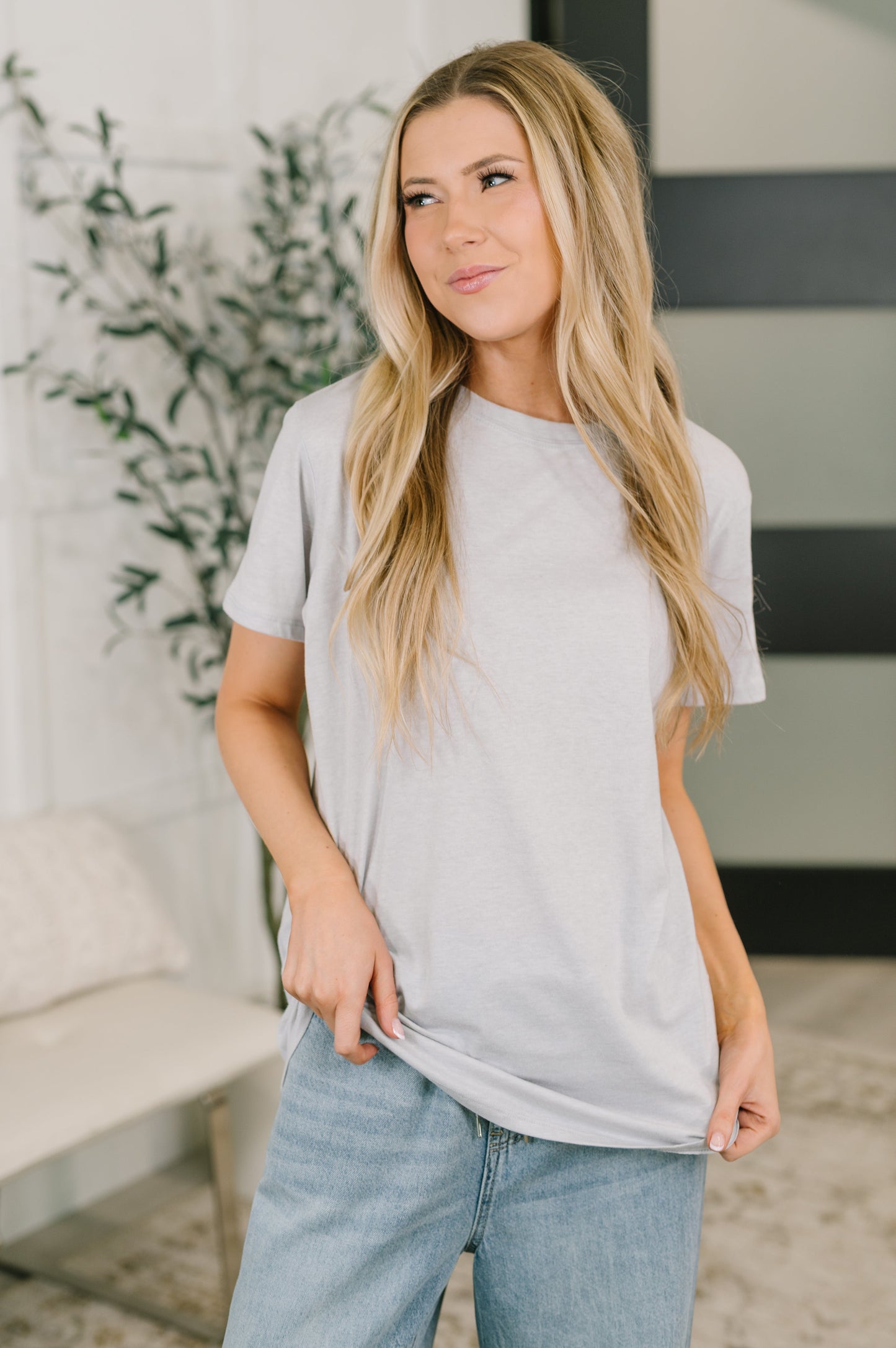 Rest Assured Basic Relaxed Tee in Heather Grey - Mollie Mae Boutique