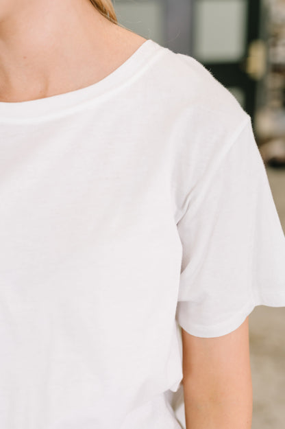 Rest Assured Basic Relaxed Tee in White - Mollie Mae Boutique