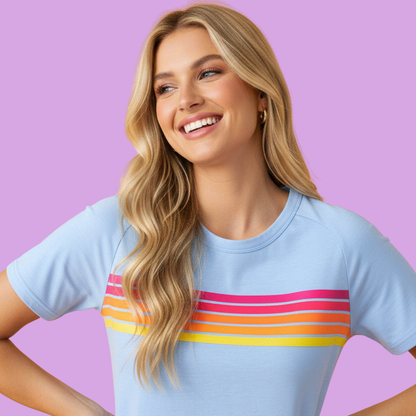 Stripe Patch Front Short Sleeve Tee
