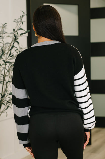 Striped Simplicity Color Block Relaxed Pullover
