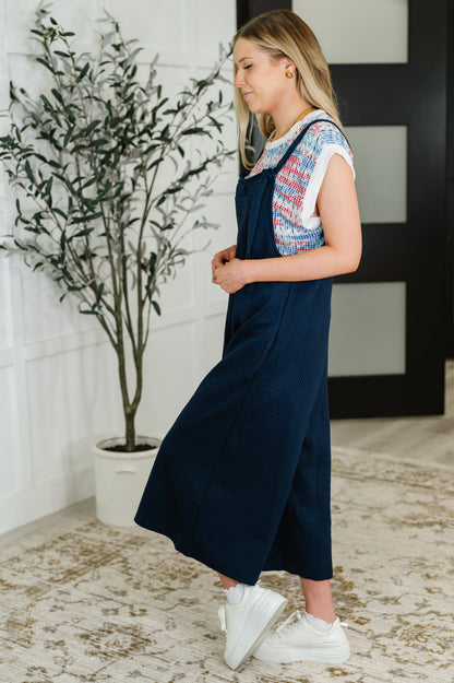 Suit Yourself Adjustable Strap Jumpsuit in Navy boutique dress from Mollie Mae Boutique