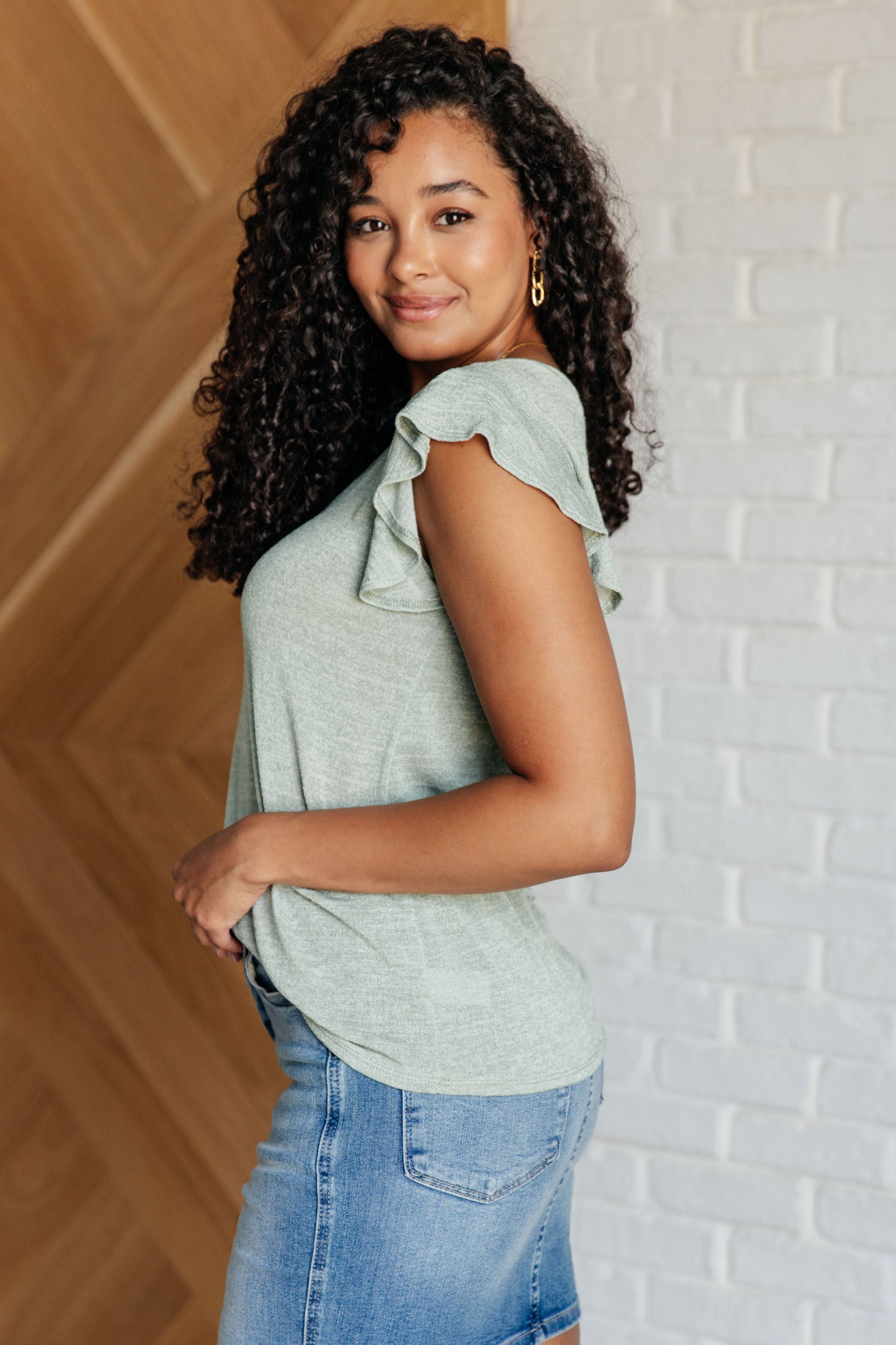 Take It In Flutter Sleeve Top boutique clothing from Mollie Mae Boutique