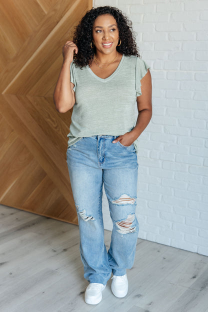 Take It In Flutter Sleeve Top boutique clothing from Mollie Mae Boutique