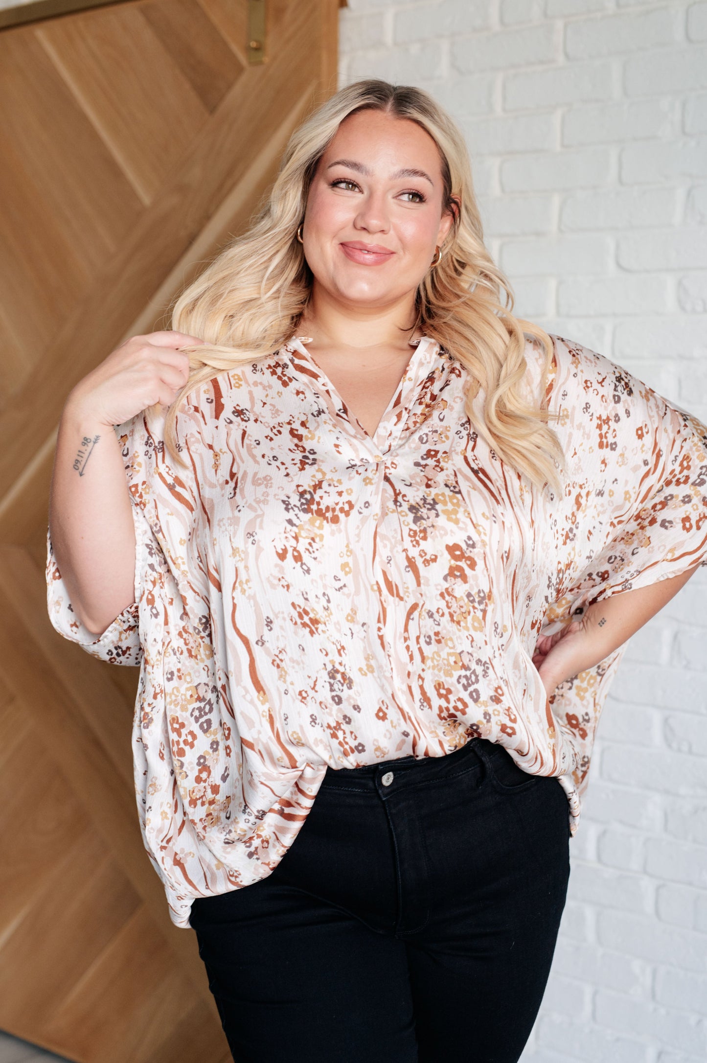 Take a Chance Mixed Print Top