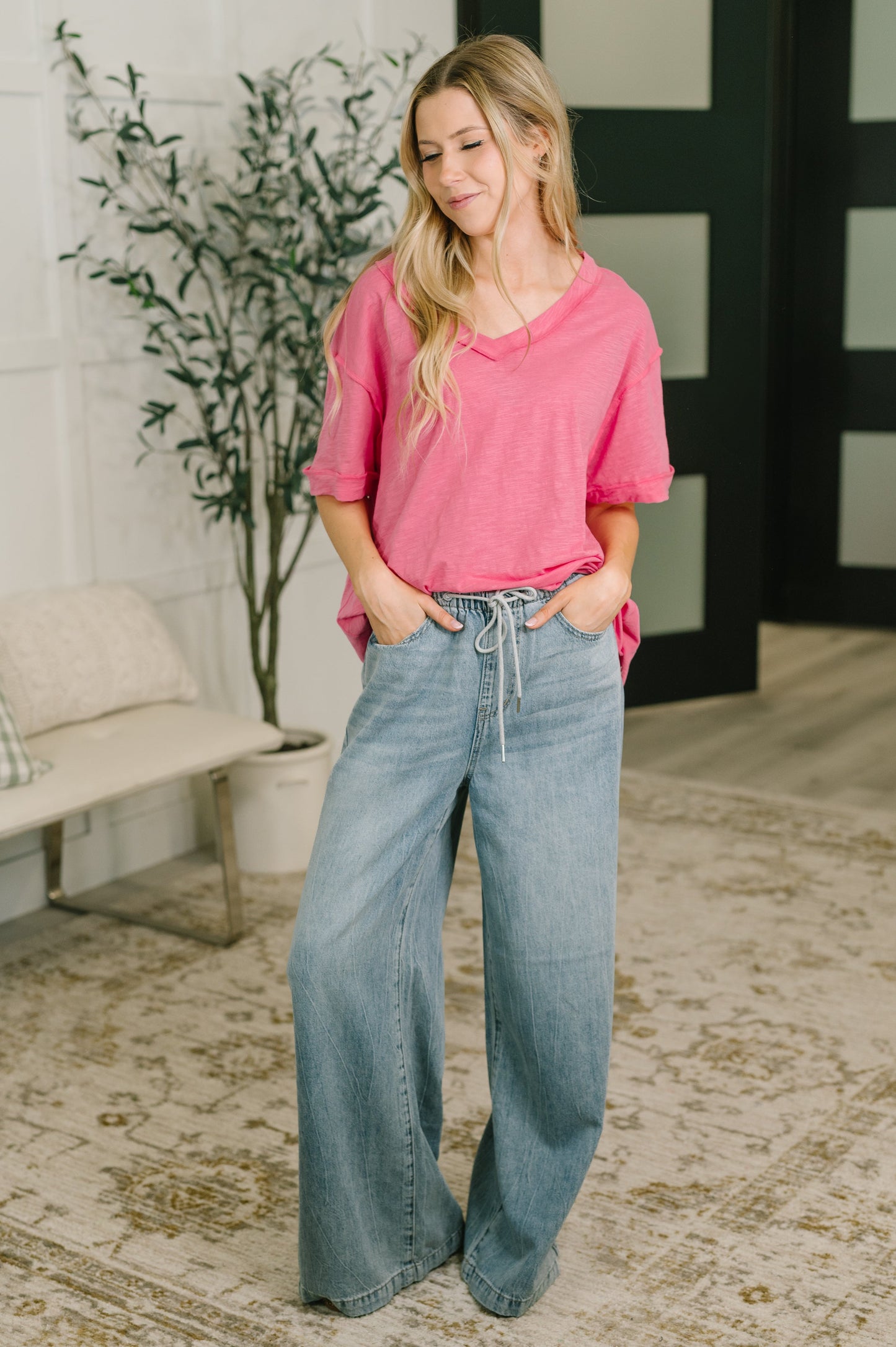 Thanks To You Relaxed Tee in Pink boutique fashion from Mollie Mae Boutique