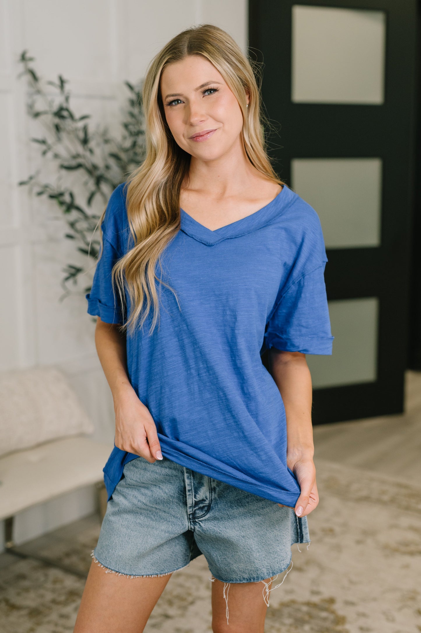 Thanks To You Relaxed Tee in Royal Blue boutique fashion from Mollie Mae Boutique