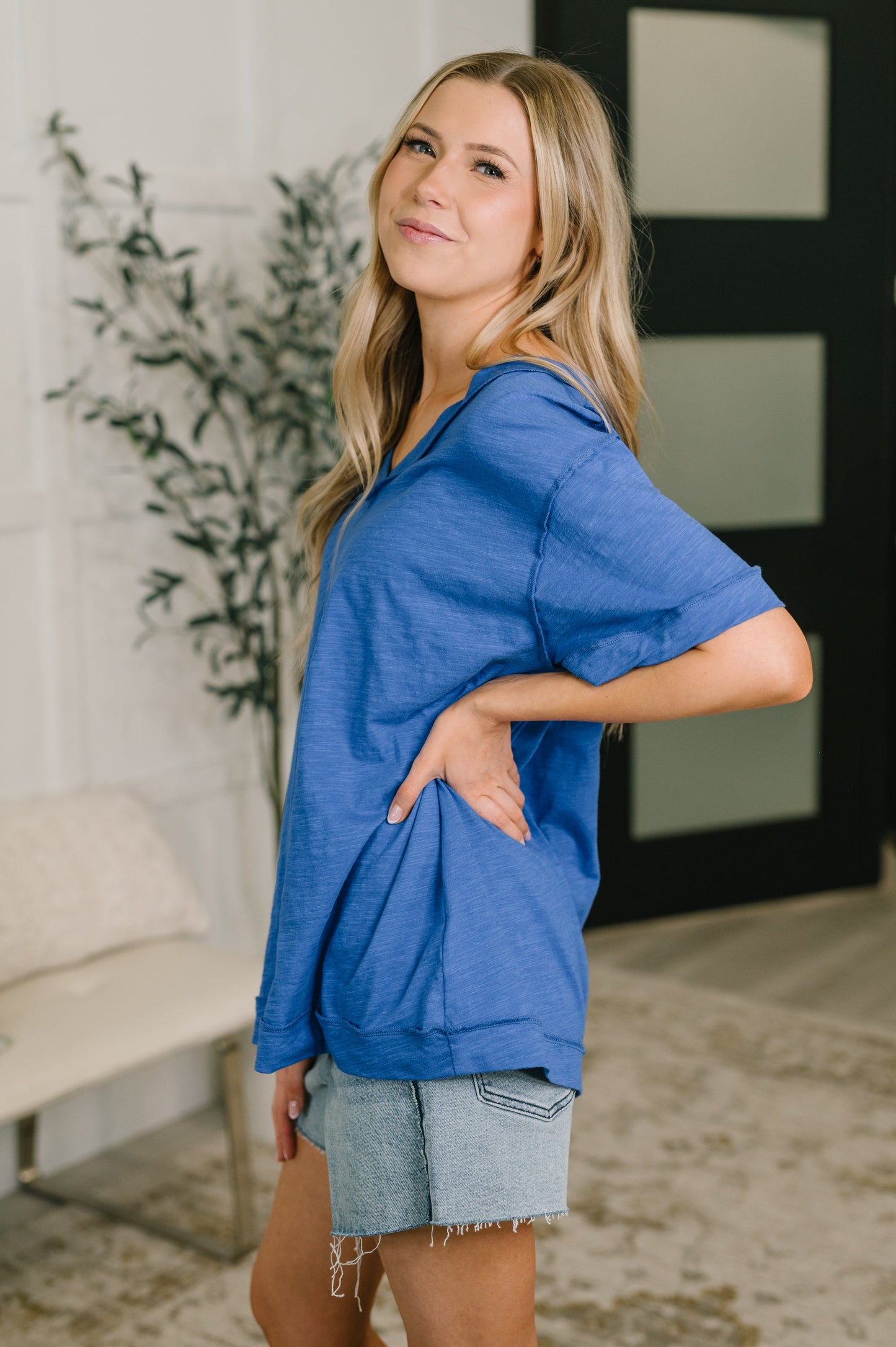 Thanks To You Relaxed Tee in Royal Blue boutique fashion from Mollie Mae Boutique