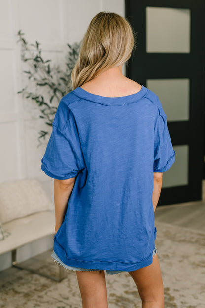 Thanks To You Relaxed Tee in Royal Blue boutique fashion from Mollie Mae Boutique