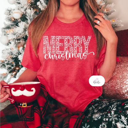 Merry Christmas Leopard Print - White